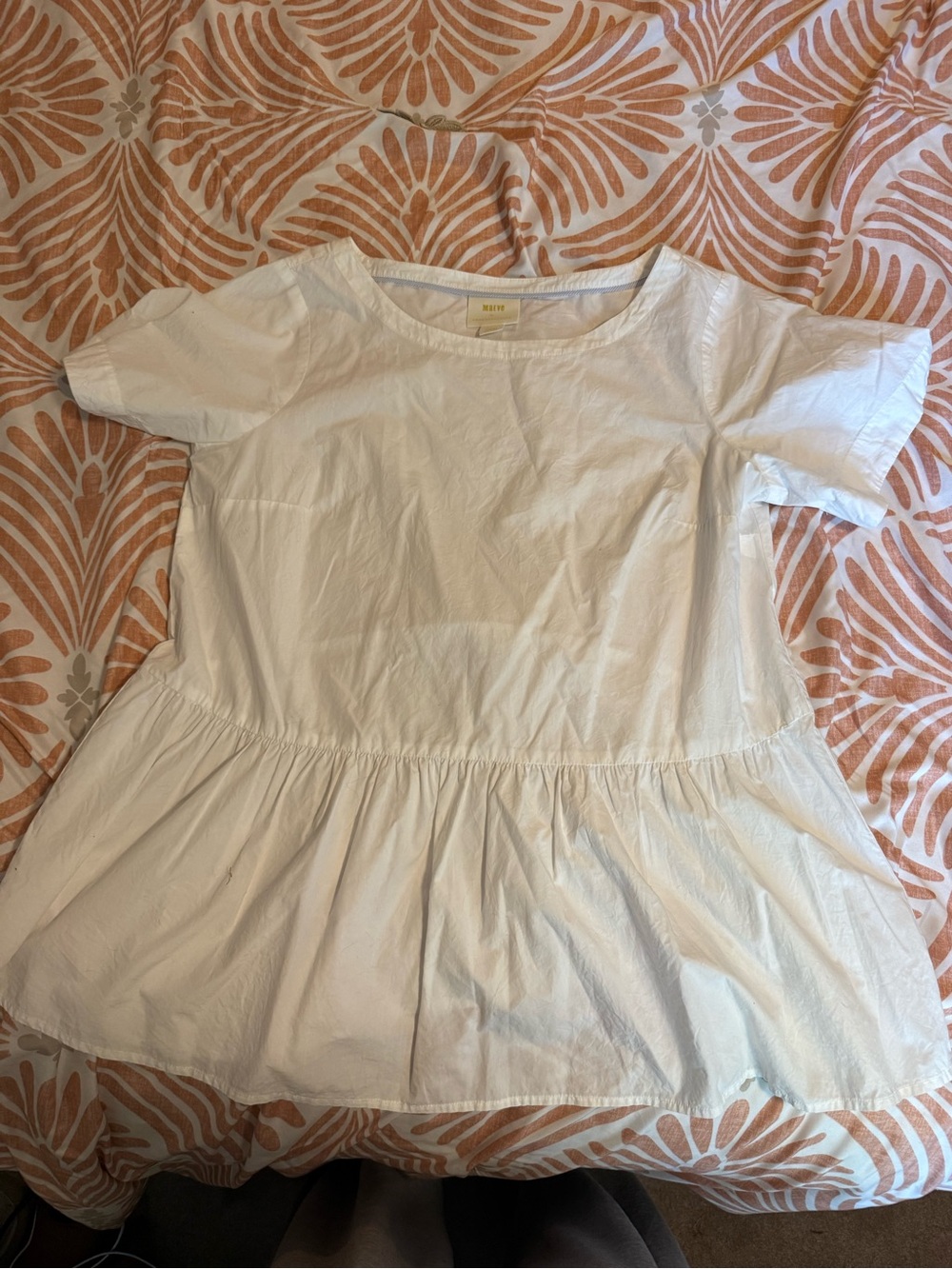 Anthropologie White Short-Sleeve Peplum Blouse for Kids
